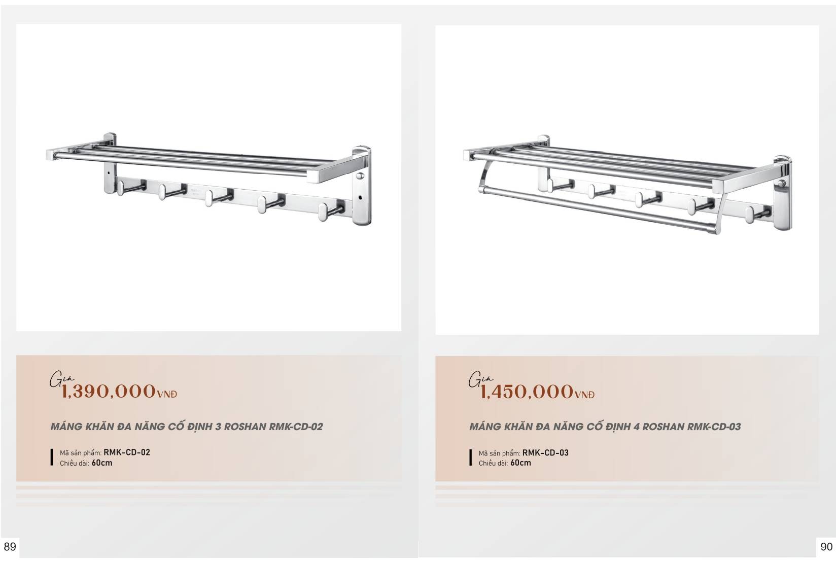 Sen vòi và phụ kiện phòng tắm ROSHAN Catalogue và Bảng giá mới nhất /Page 48 (Roshan RMK-CD-02 / RMK-CD-03)